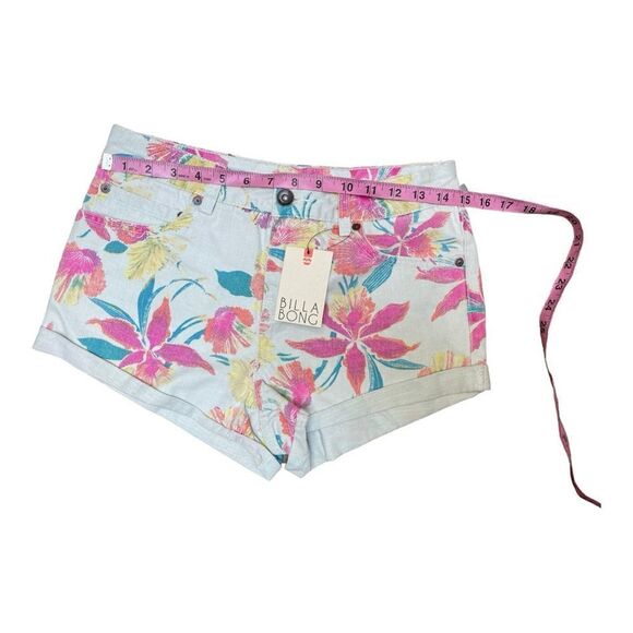 New Billabong Tropical Floral Denim Jean Shorts Size 27 Surfer Beach Hawaiian - Picture 2 of 8